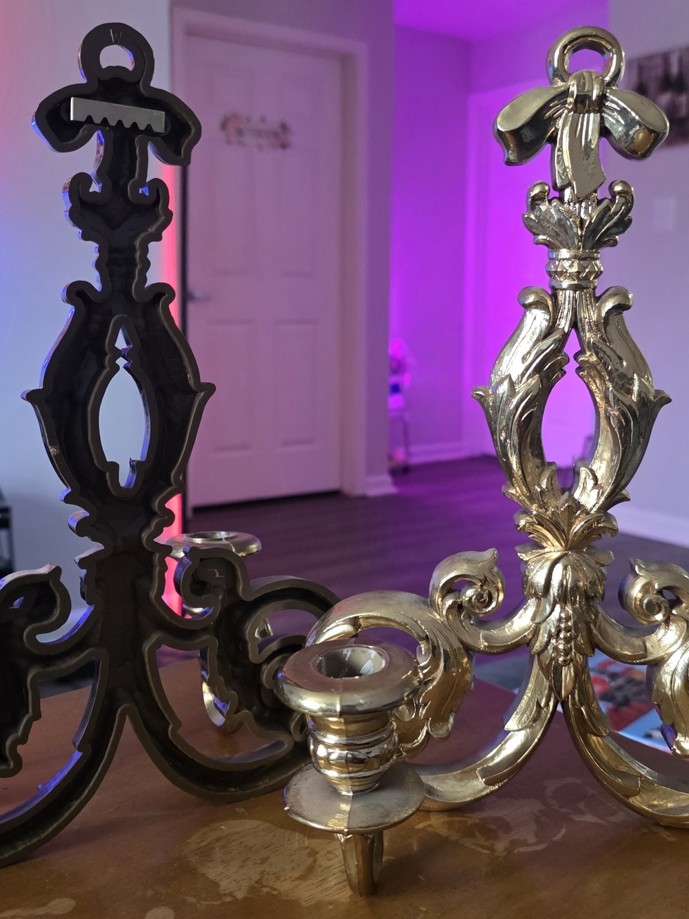 Ornate Metal Wall Sconce - Gold and Black